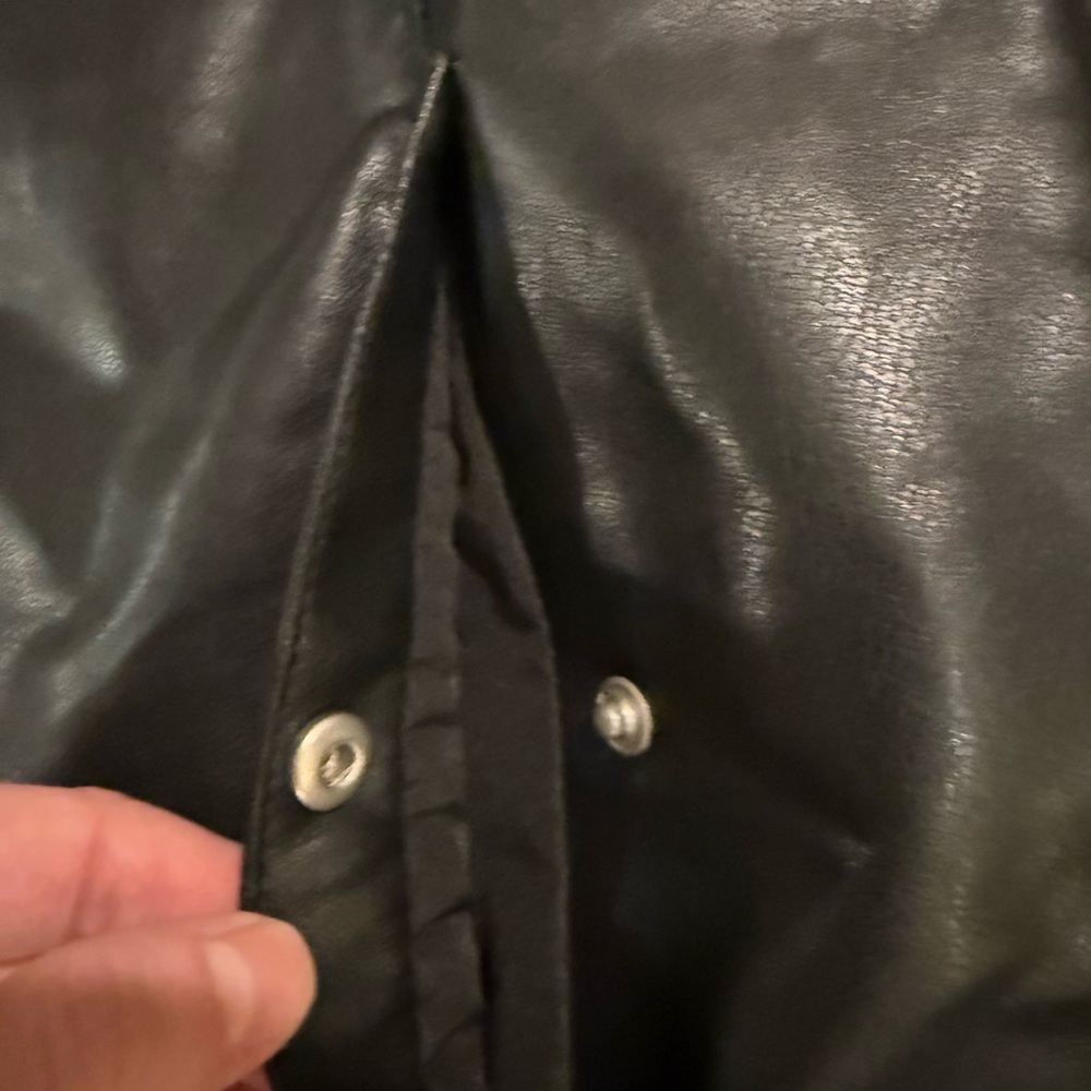 Zara Black Faux Leather Moto Jacket Quilted Shoulder Women S - Picture 6 of 10